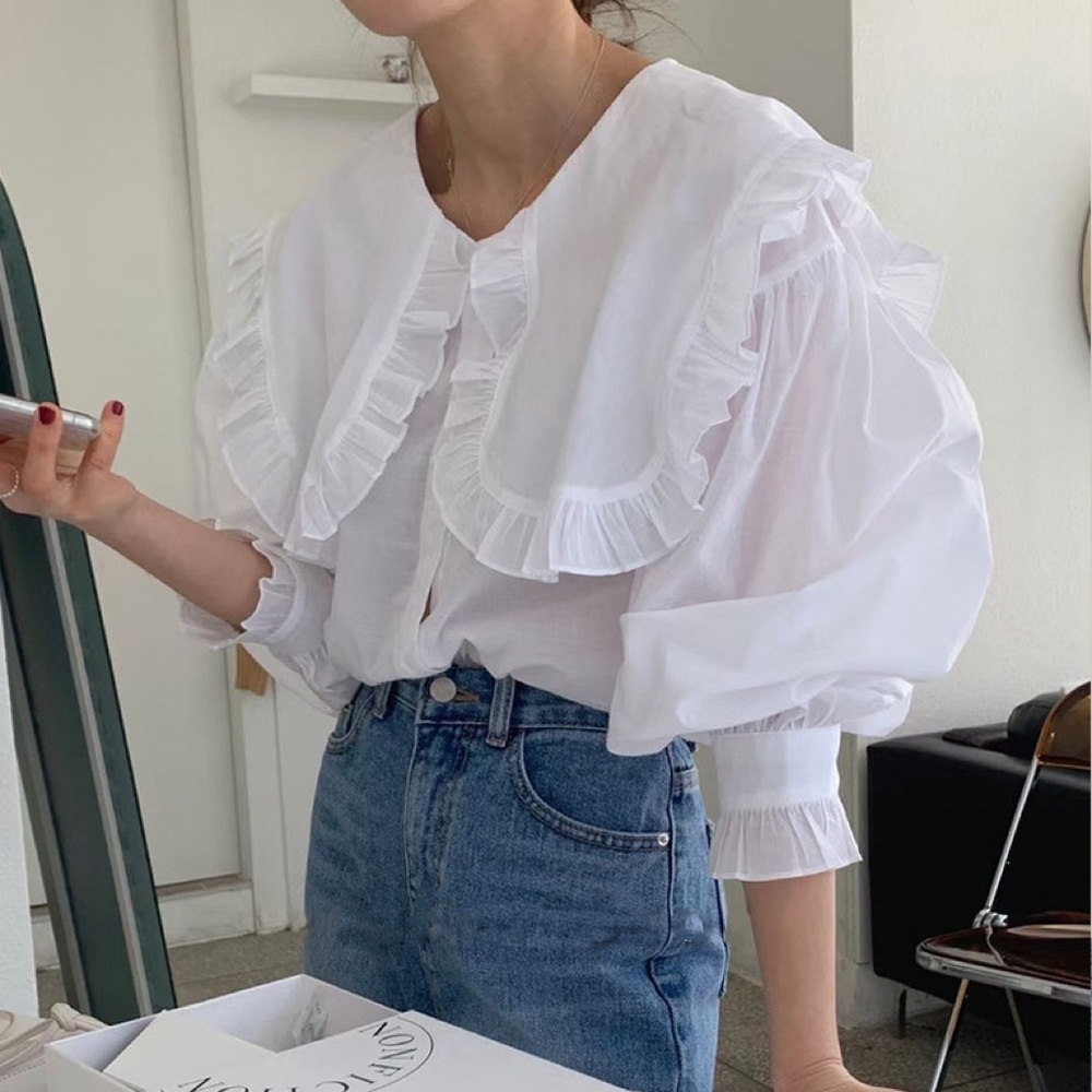 Ruffled Sailor Collar Blouse